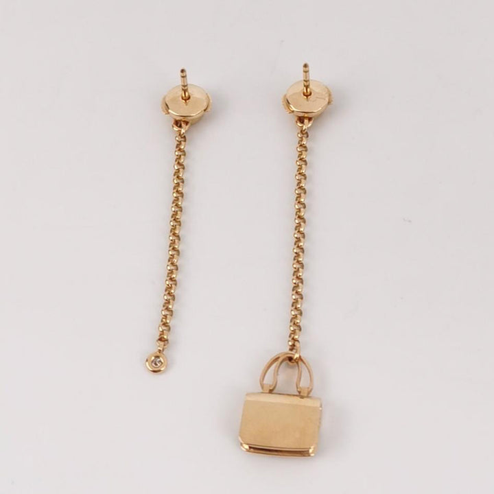 Hermes Constance Chain Amulet Earrings Pink Gold x Diamond