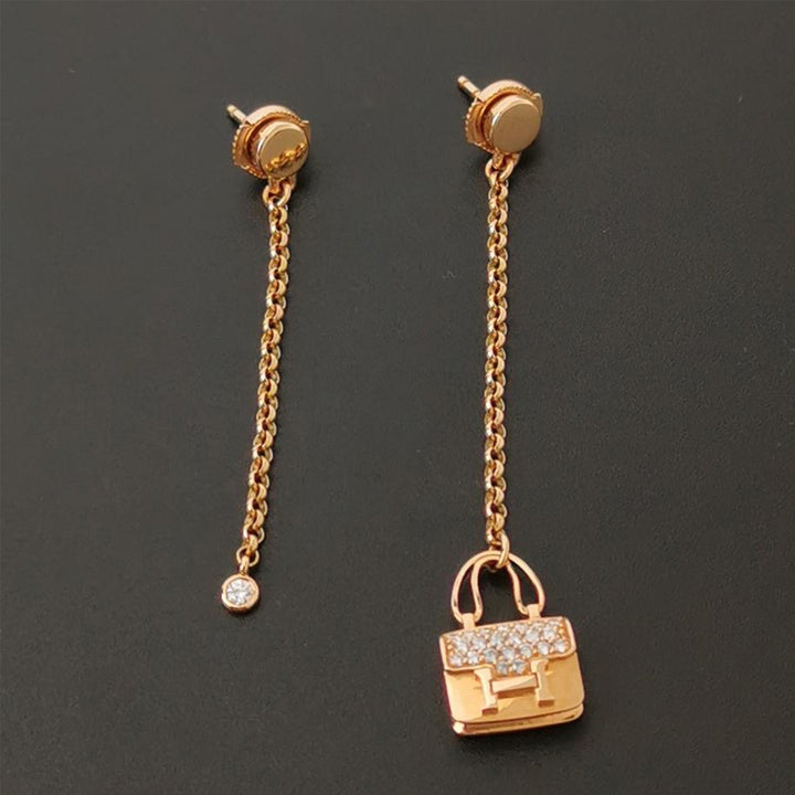 Hermes Constance Chain Amulet Earrings Pink Gold x Diamond