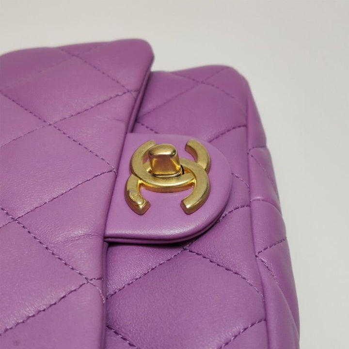 Chanel Lambskin Purple Funky Town Shoulder Bag with Gold Hardware