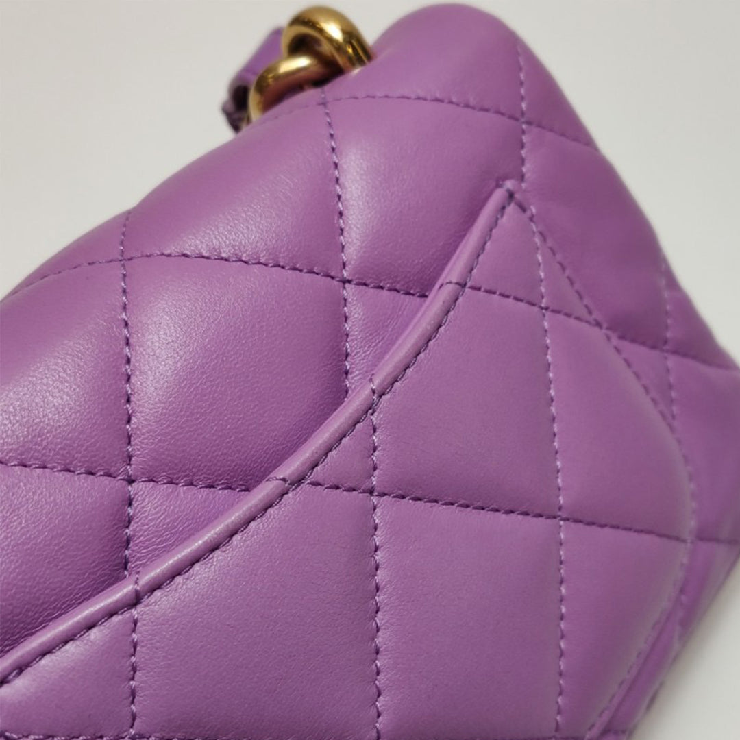 Chanel Lambskin Purple Funky Town Shoulder Bag with Gold Hardware