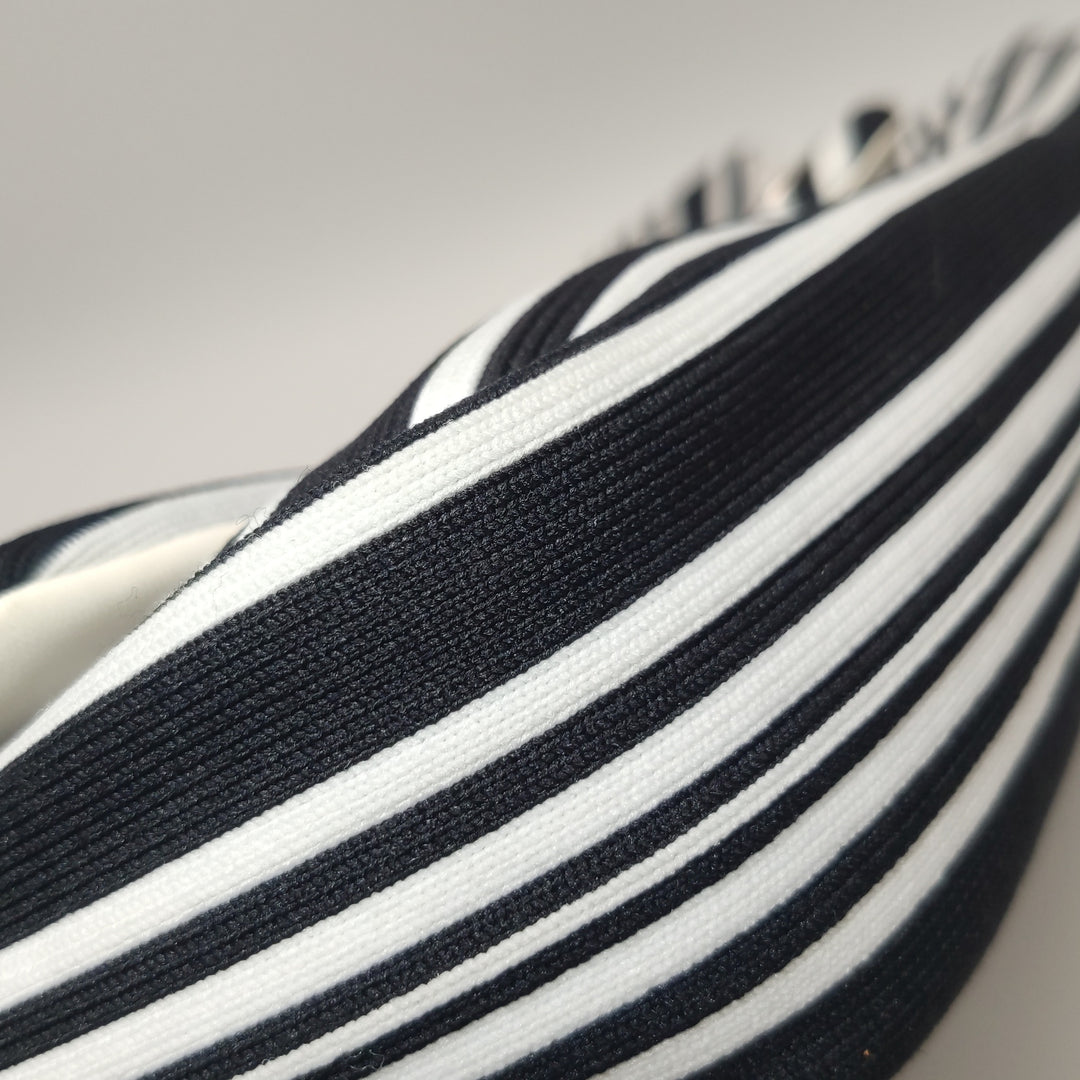 Chanel Venise Biarritz Single Flap Bag Monochrome Striped Canvas Silver Hardware