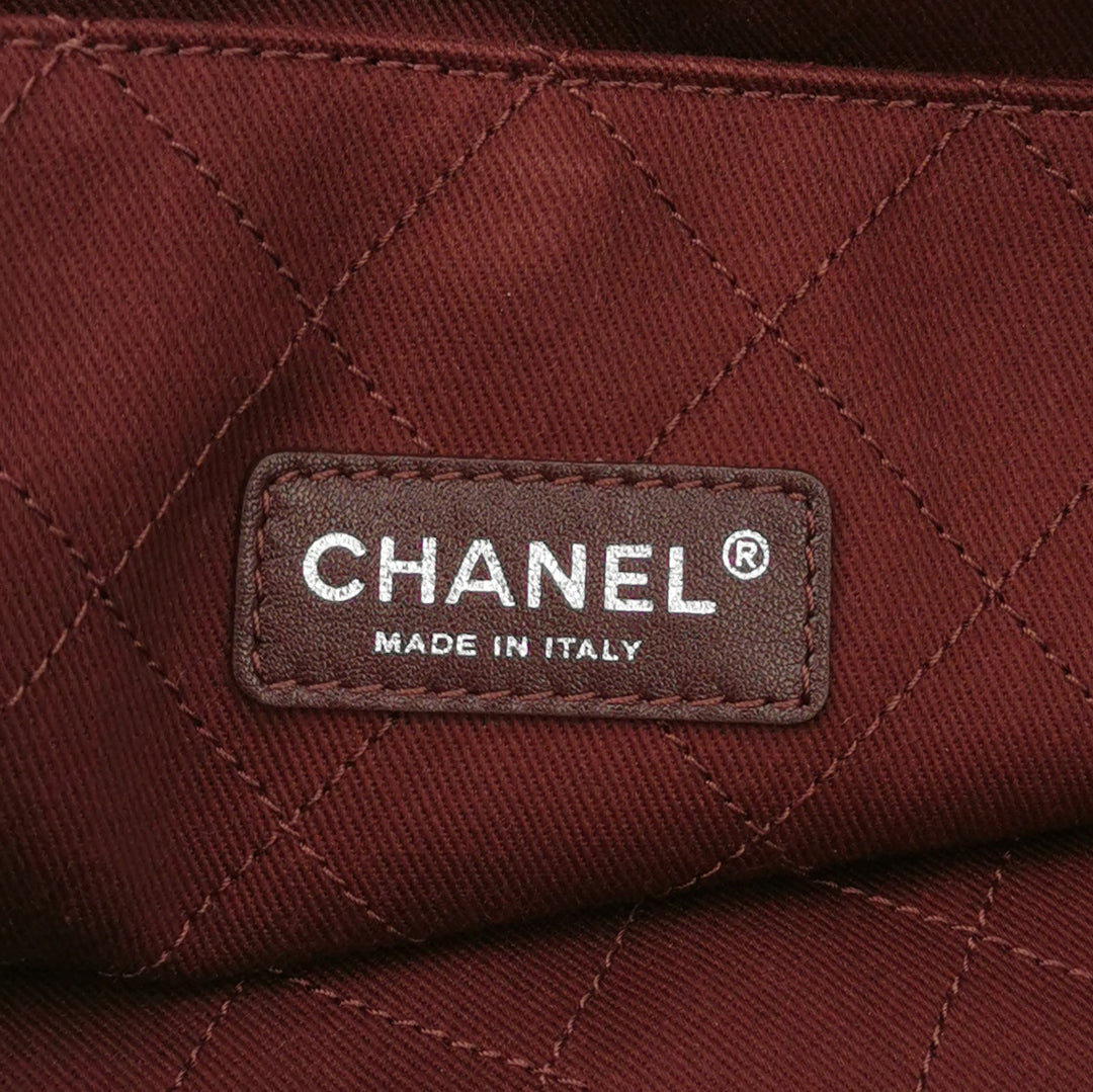 Chanel 5x5 "Let's Demonstrate" Statement Tote Bag White Canvas Black Leather Silver Hardware