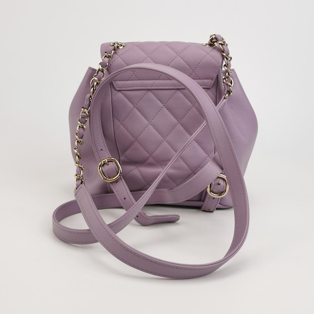 Chanel Duma Pockets Drawstring Backpack Purple Quilted