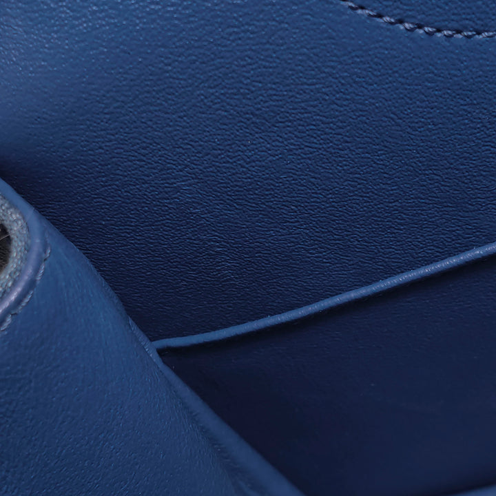 Chanel 2.55 Reissue 225 Double Flap Bag Blue Printed Denim Silver Hardware