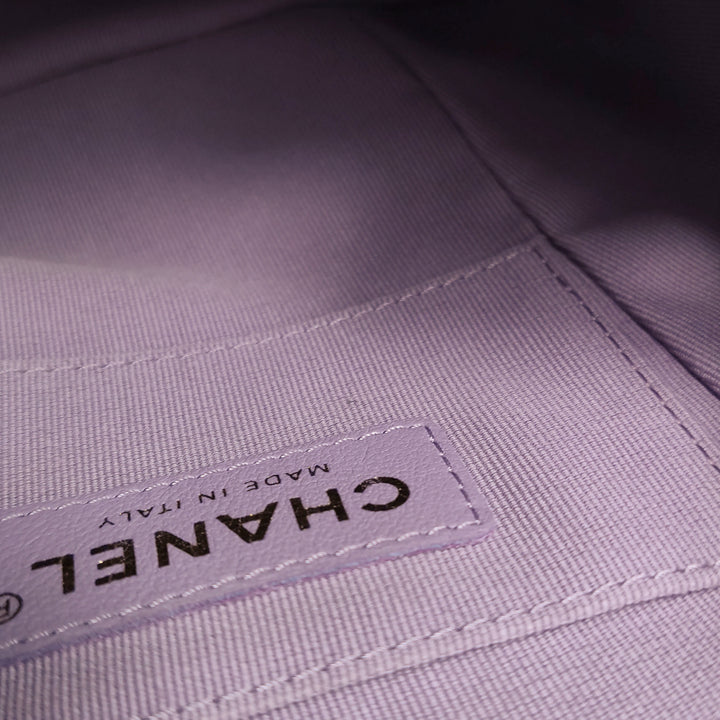 Chanel Duma Pockets Drawstring Backpack Purple Quilted