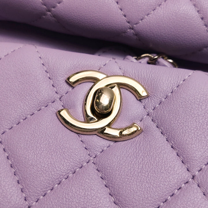 Chanel Duma Pockets Drawstring Backpack Purple Quilted