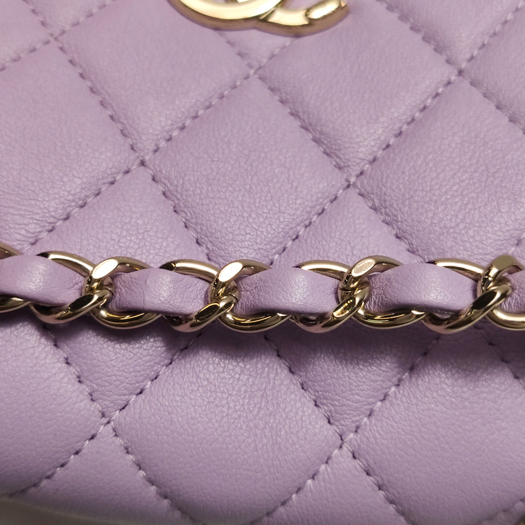 Chanel Duma Pockets Drawstring Backpack Purple Quilted