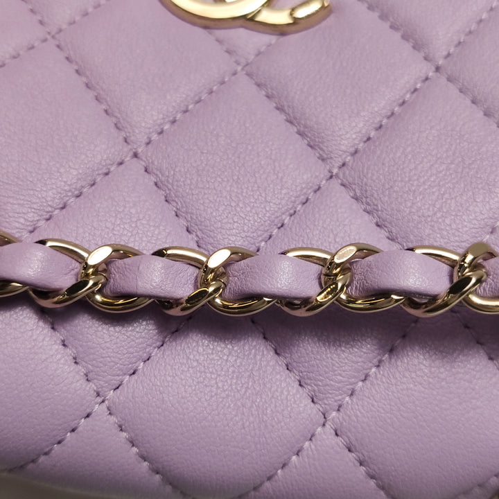 Chanel Duma Pockets Drawstring Backpack Purple Quilted