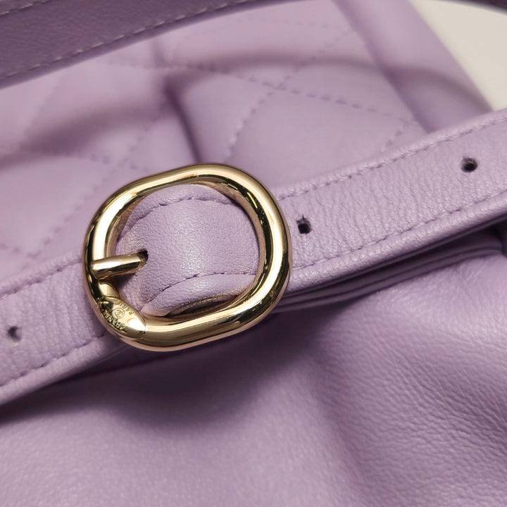 Chanel Duma Pockets Drawstring Backpack Purple Quilted