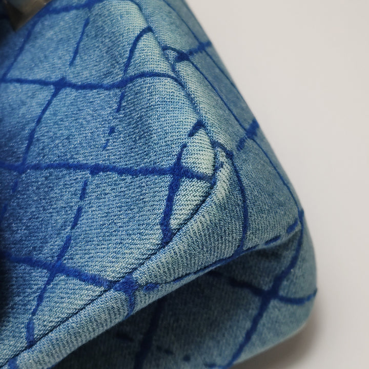 Chanel 2.55 Reissue 225 Double Flap Bag Blue Printed Denim Silver Hardware