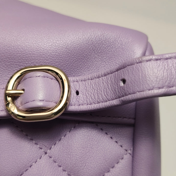 Chanel Duma Pockets Drawstring Backpack Purple Quilted
