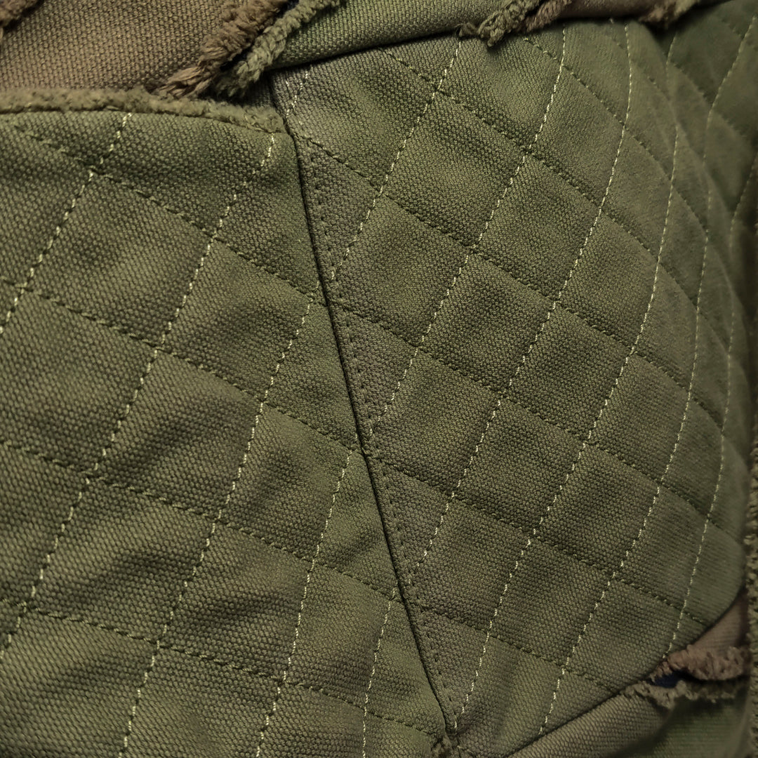 Chanel Coco Cuba Patchwork Chevron Canvas Backpack Khaki Green Gold Hardware