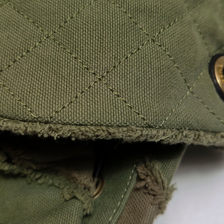 Chanel Coco Cuba Patchwork Chevron Canvas Backpack Khaki Green Gold Hardware