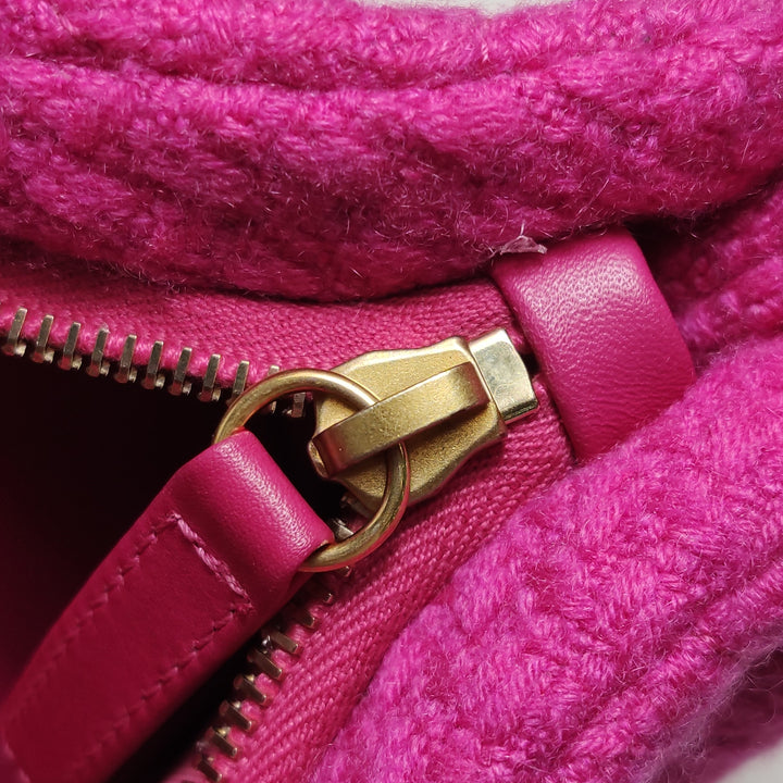 Chanel CC Links Hobo Bag Pink Quilted Tweed Gold Hardware