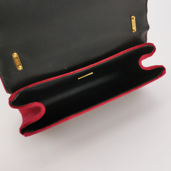 Dolce & Gabbana Velvet Cats Shoulder Bag Multicolor
