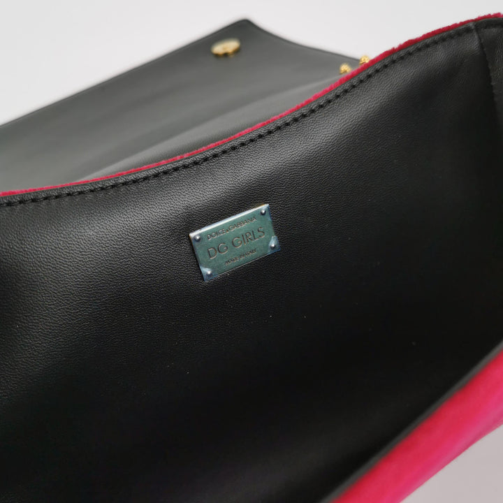 Dolce & Gabbana Velvet Cats Shoulder Bag Multicolor