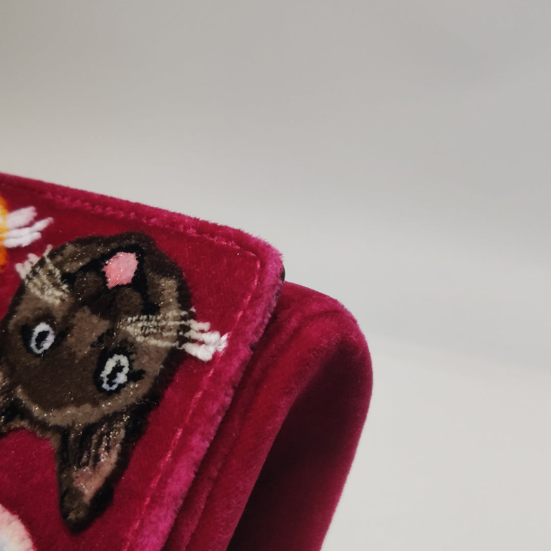 Dolce & Gabbana Velvet Cats Shoulder Bag Multicolor