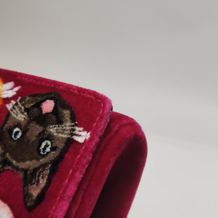 Dolce & Gabbana Velvet Cats Shoulder Bag Multicolor