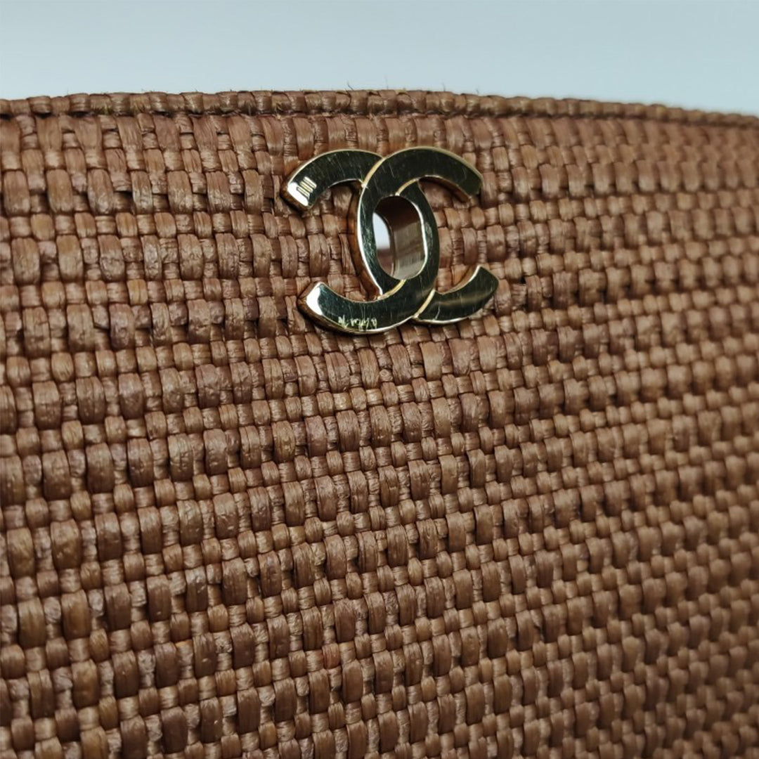 Chanel Extremely Rare Chanel Straw Raffia Turnlock Tote