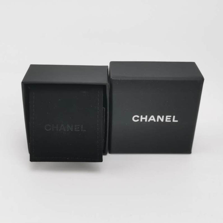 Chanel Black Crystal CC Logo Keyhole Design Earrings