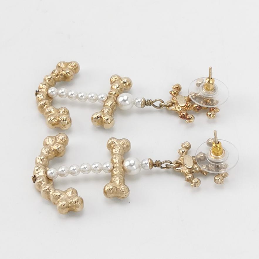 Chanel Gold-Plated 2018 Faux Pearl Anchor Earrings