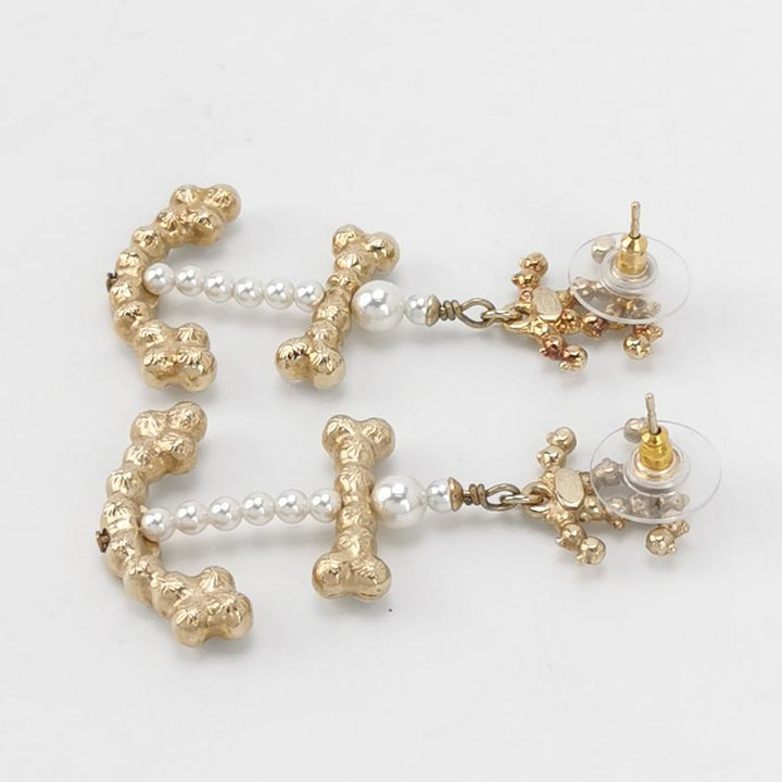 Chanel Gold-Plated 2018 Faux Pearl Anchor Earrings
