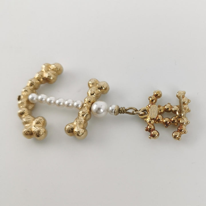 Chanel Gold-Plated 2018 Faux Pearl Anchor Earrings