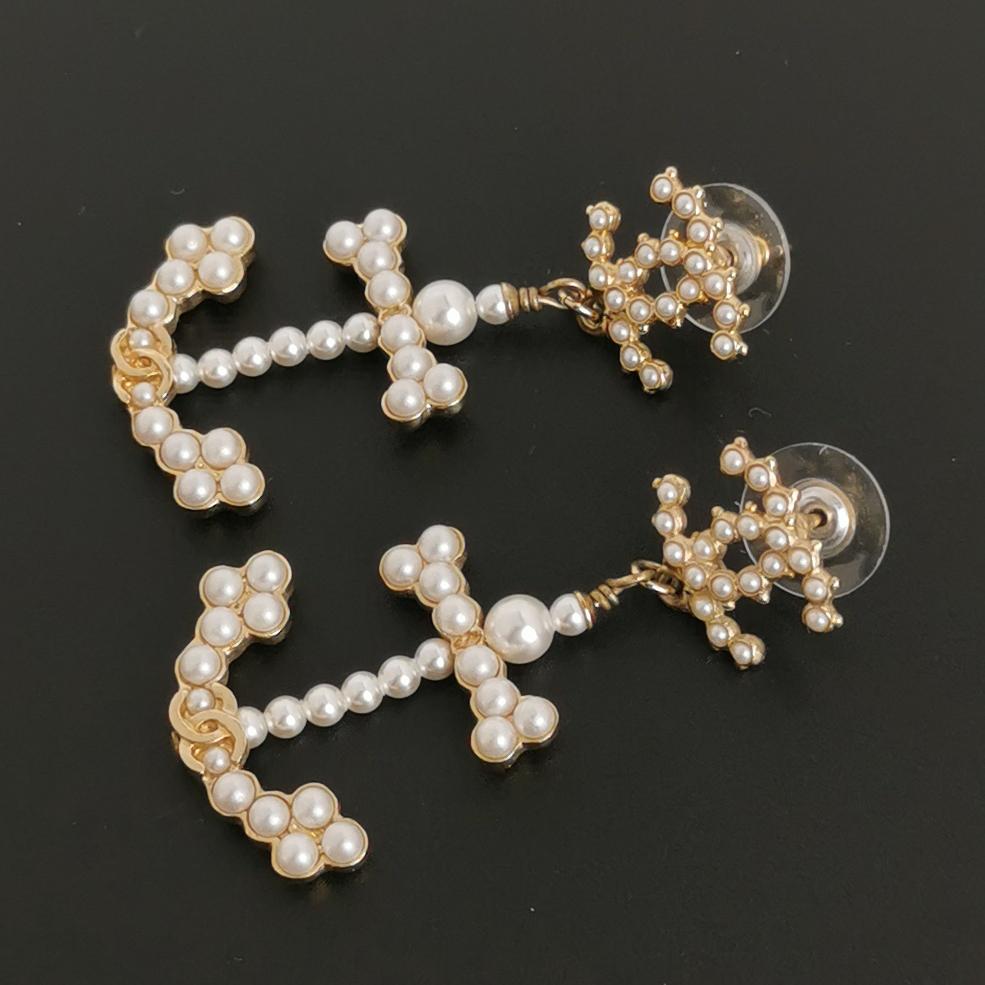 Chanel Gold-Plated 2018 Faux Pearl Anchor Earrings