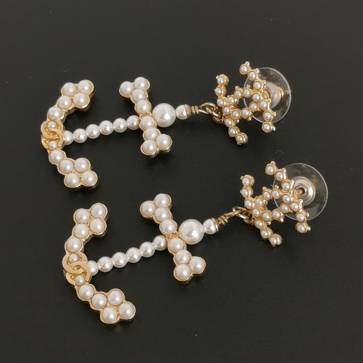 Chanel Gold-Plated 2018 Faux Pearl Anchor Earrings