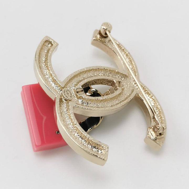 Chanel CC Logo Pink Bag Charm Brooch