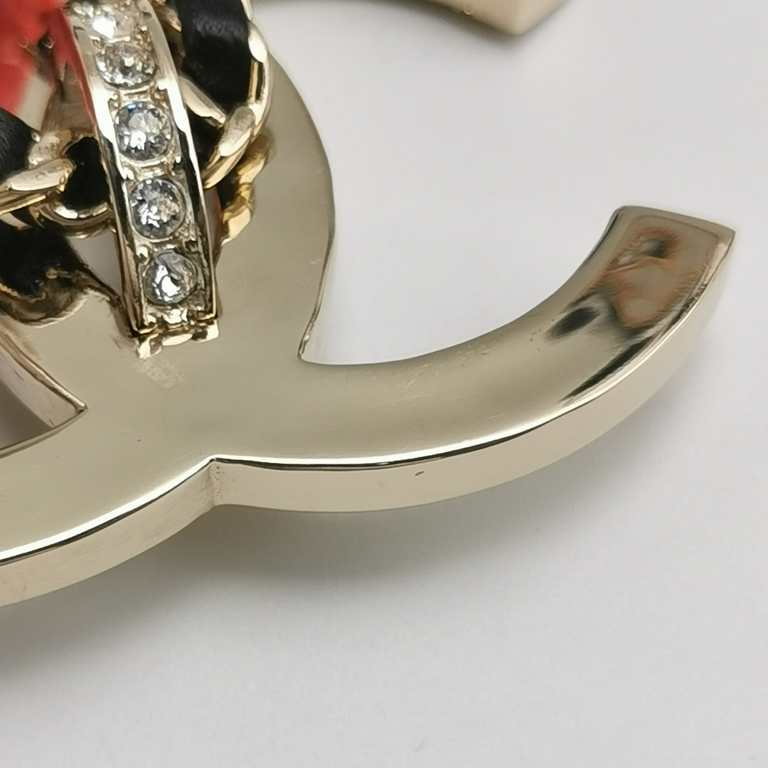 Chanel CC Logo Pink Bag Charm Brooch