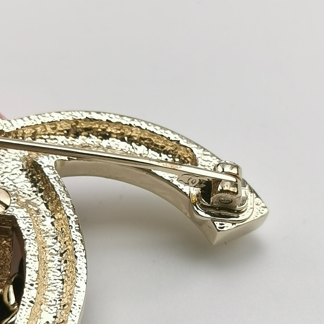 Chanel CC Logo Pink Bag Charm Brooch