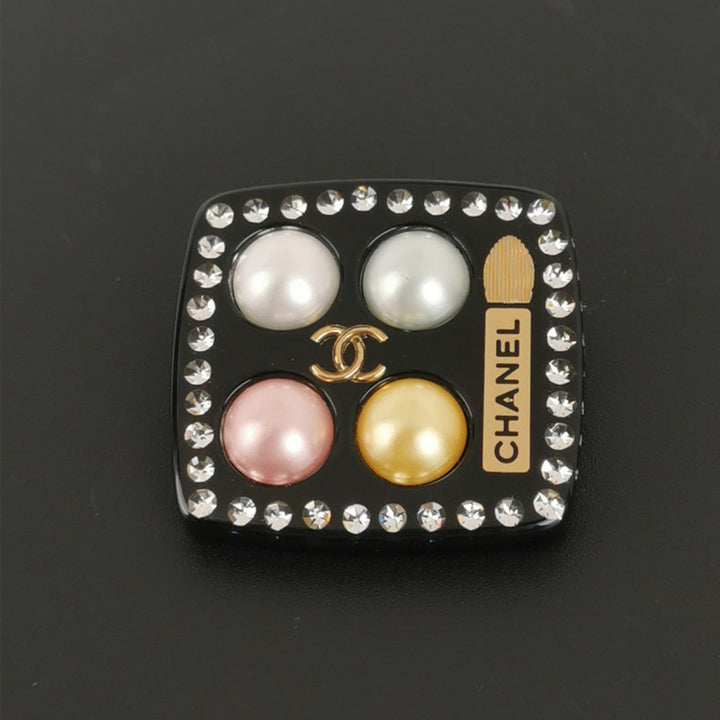 Chanel Crystal Pearl Eyeshadow Pallette Brooch Black Multicolor