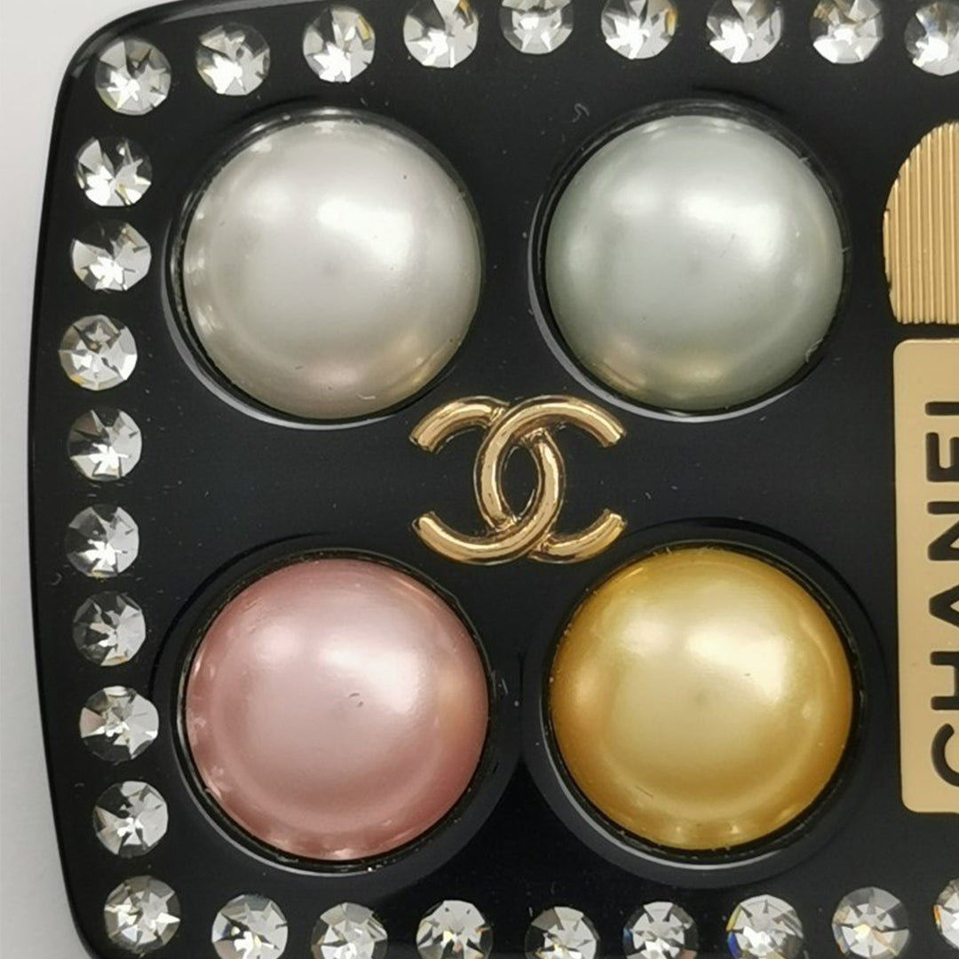 Chanel Crystal Pearl Eyeshadow Pallette Brooch Black Multicolor