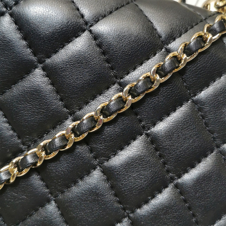 Chanel Black Quilted Leather Knock On Wood Top Handle Bag with Gold Hardware