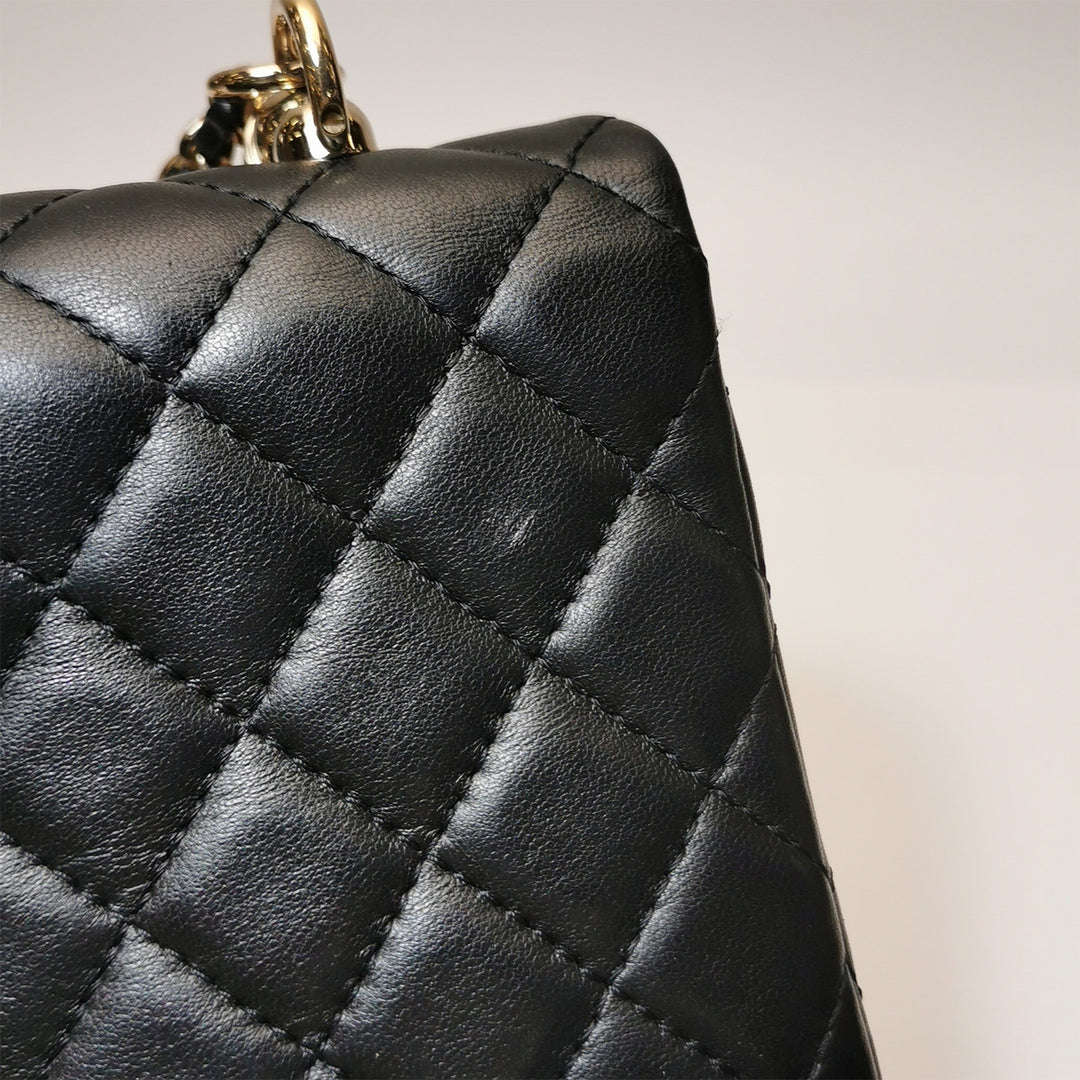 Chanel Black Quilted Leather Knock On Wood Top Handle Bag with Gold Hardware