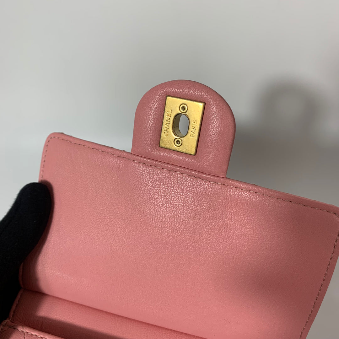 Chanel 2019 Pink Vertical Flap with Pearl Chain and Gold Hardware