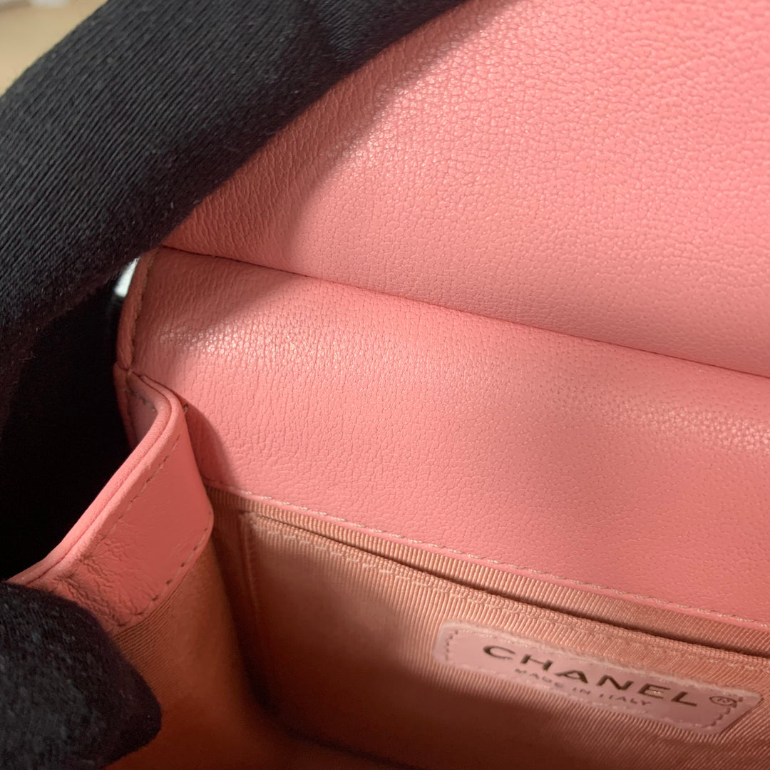 Chanel 2019 Pink Vertical Flap with Pearl Chain and Gold Hardware