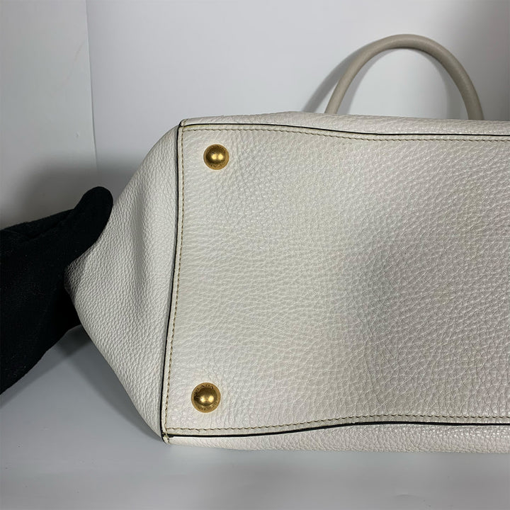 Prada Vitello Phenix Tote Bag White Gold Hardware