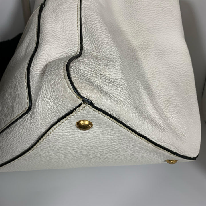 Prada Vitello Phenix Tote Bag White Gold Hardware