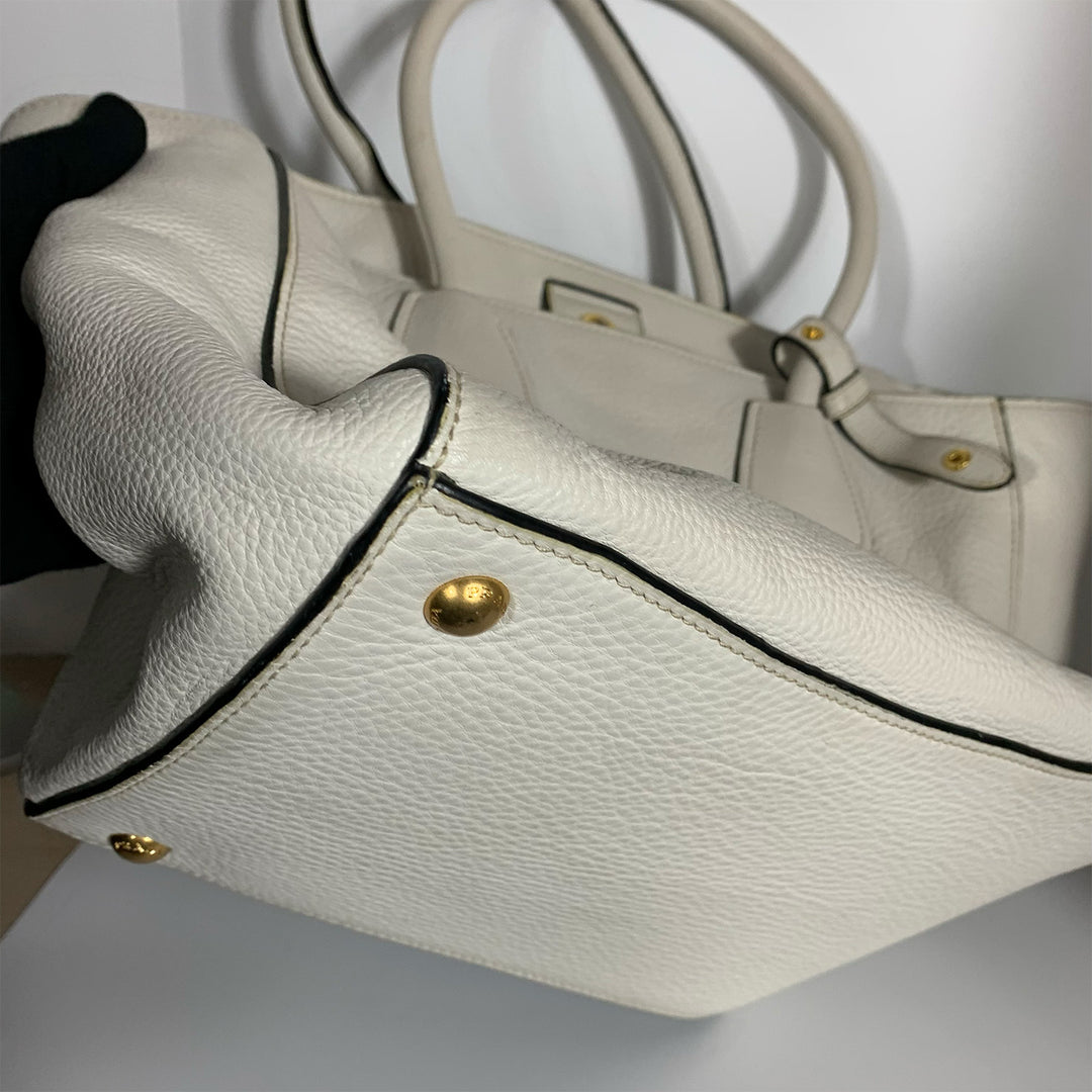 Prada Vitello Phenix Tote Bag White Gold Hardware