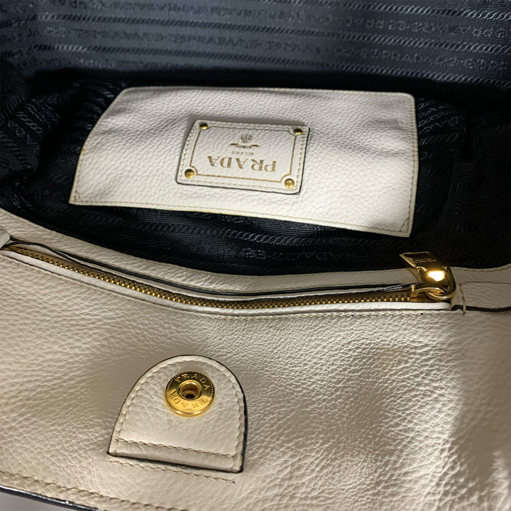 Prada Vitello Phenix Tote Bag White Gold Hardware