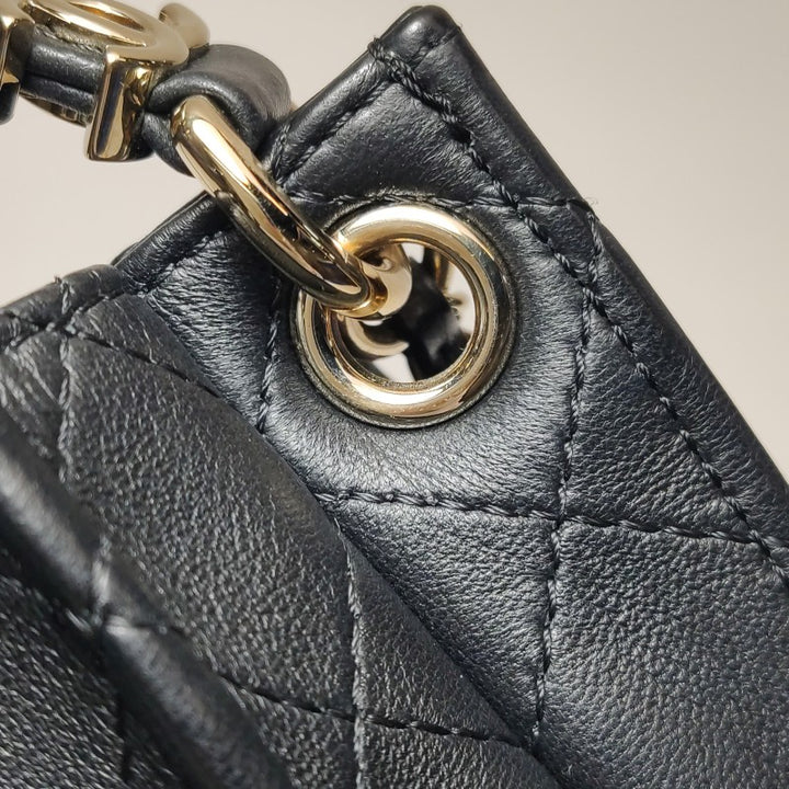 Chanel Pleated Mini Bucket Bag Black Smooth Leather Gold Hardware