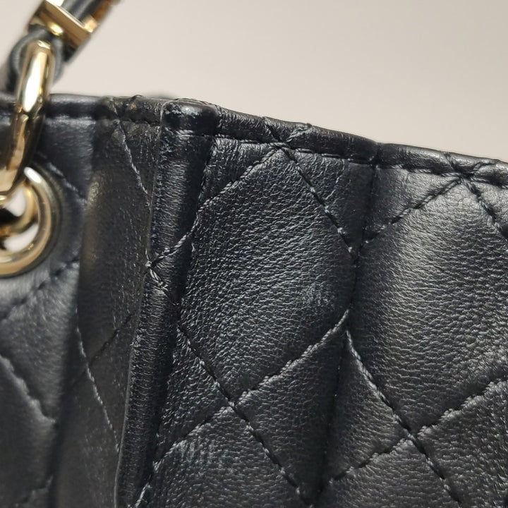Chanel Pleated Mini Bucket Bag Black Smooth Leather Gold Hardware