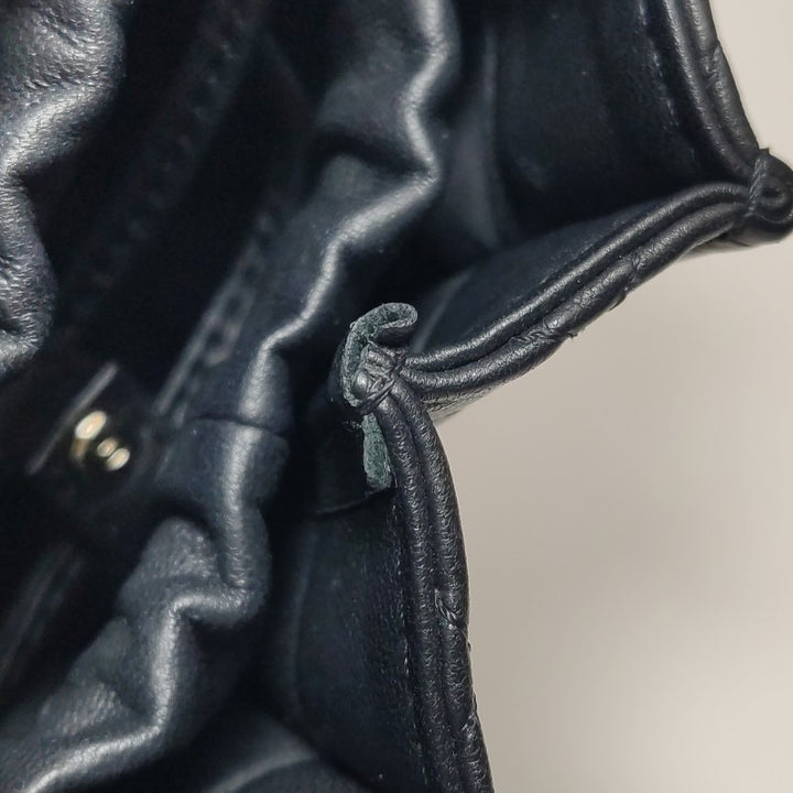 Chanel Pleated Mini Bucket Bag Black Smooth Leather Gold Hardware