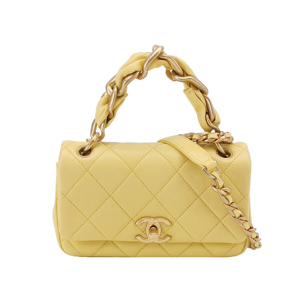 Chanel Chain Is More Flap Bag Yellow Quilted Lambskin Aged Gold Hardware