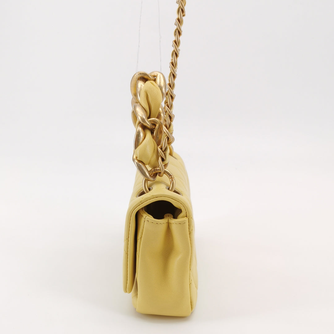 Chanel Chain Is More Flap Bag Yellow Quilted Lambskin Aged Gold Hardware