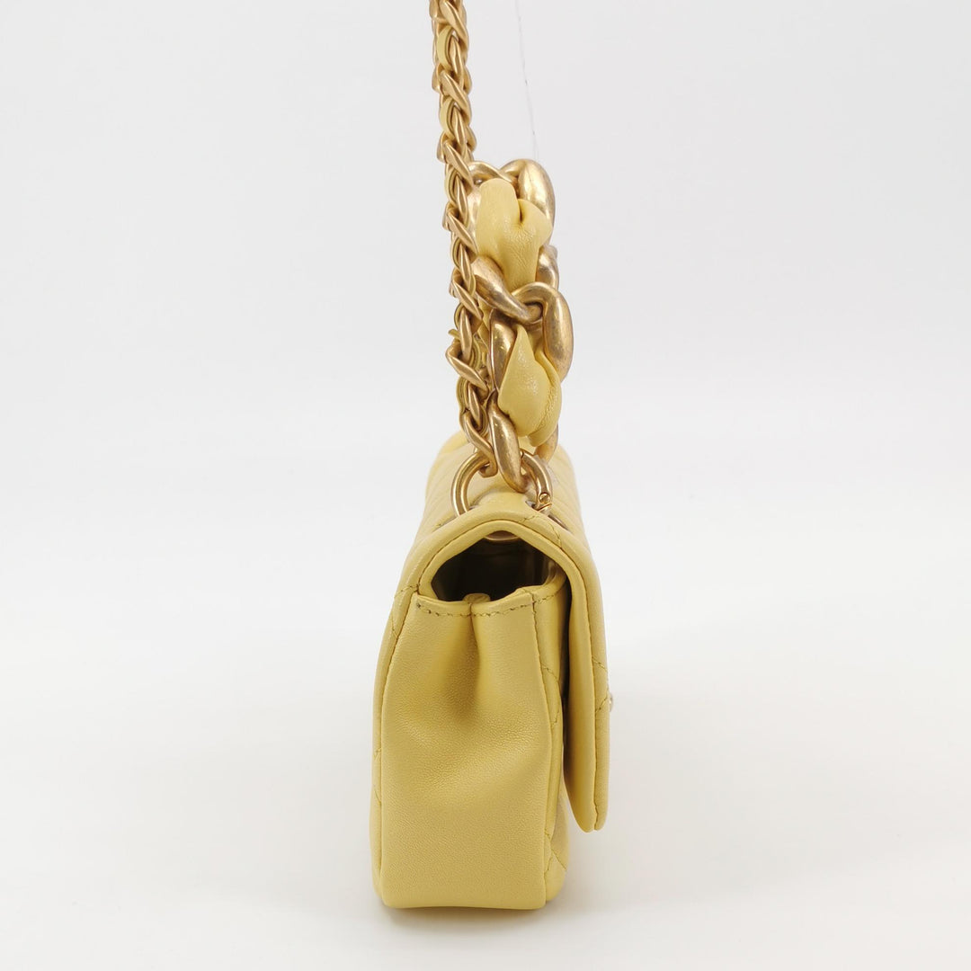 Chanel Chain Is More Flap Bag Yellow Quilted Lambskin Aged Gold Hardware