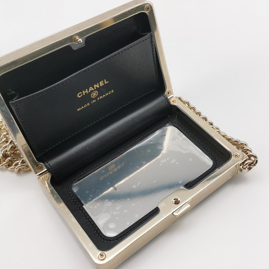 Chanel Boy Minaudiere Micro Box Clutch Black Patent Calfskin Gold Hardware