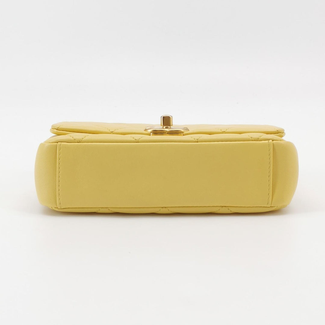 Chanel Chain Is More Flap Bag Yellow Quilted Lambskin Aged Gold Hardware